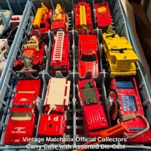 Vintage-Matchbox-Official-Collectors-Carry-Case-with-Assorted-Die-Cast-Emergency-and-Military-Vehicles-third-image-1