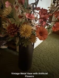 Vintage-Metal-Vase-with-Artificial-Flowers-second-image-1