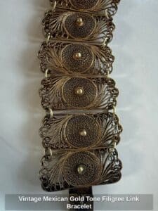 Vintage-Mexican-Gold-Tone-Filigree-Link-Bracelet-second-image