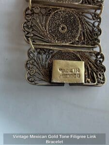 Vintage-Mexican-Gold-Tone-Filigree-Link-Bracelet-third-image
