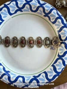 Vintage-Multi-Stone-Filigree-Link-Bracelet