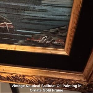 Vintage-Nautical-Sailboat-Oil-Painting-in-Ornate-Gold-Frame-second-image-1