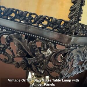 Vintage-Ornate-Slag-Glass-Table-Lamp-with-Amber-Panels-second-image-1