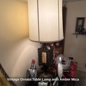 Vintage-Ornate-Table-Lamp-with-Amber-Mica-Panel-1
