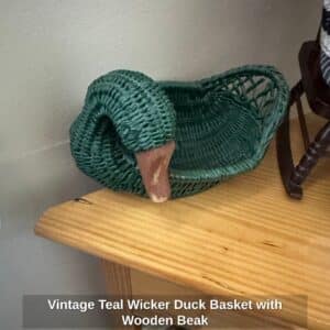 Vintage-Teal-Wicker-Duck-Basket-with-Wooden-Beak-1