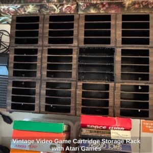 Vintage-Video-Game-Cartridge-Storage-Rack-with-Atari-Games
