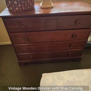 Vintage-Wooden-Dresser-with-Ship-Carving-1