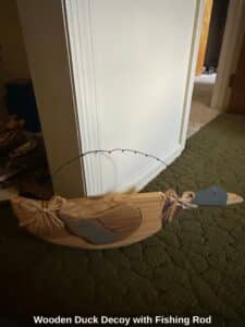 Wooden-Duck-Decoy-with-Fishing-Rod-1