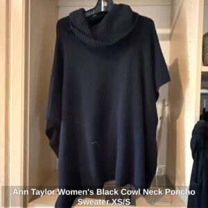 Ann-Taylor-Womens-Black-Cowl-Neck-Poncho-Sweater-XS-or-S