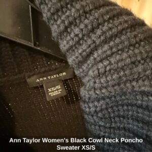 Ann-Taylor-Womens-Black-Cowl-Neck-Poncho-Sweater-XS-or-S-second-image