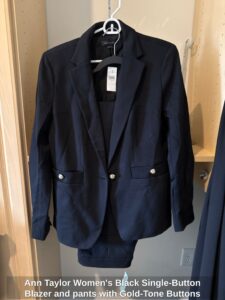 Ann-Taylor-Womens-Black-Single-Button-Blazer-and-pants-with-Gold-Tone-Buttons-fourth-image