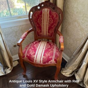 Antique-Louis-XV-Style-Armchair-with-Red-and-Gold-Damask-Upholstery