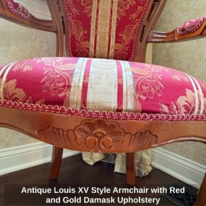 Antique-Louis-XV-Style-Armchair-with-Red-and-Gold-Damask-Upholstery-second-image
