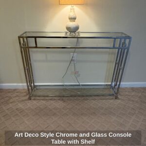 Art-Deco-Style-Chrome-and-Glass-Console-Table-with-Shelf