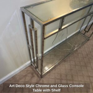 Art-Deco-Style-Chrome-and-Glass-Console-Table-with-Shelf-second-image