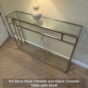 Art-Deco-Style-Chrome-and-Glass-Console-Table-with-Shelf-third-image