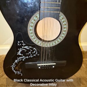 Black-Classical-Acoustic-Guitar-with-Decorative-Inlay-third-image