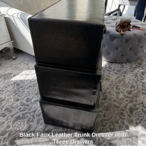 Black-Faux-Leather-Trunk-Dresser-with-Three-Drawers-second-image