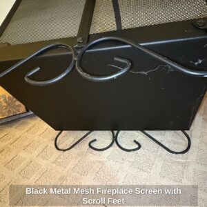 Black-Metal-Mesh-Fireplace-Screen-with-Scroll-Feet-second-image