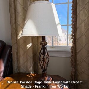 Bronze-Twisted-Cage-Table-Lamp-with-Cream-Shade-Franklin-Iron-Works
