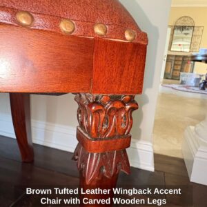 Brown-Tufted-Leather-Wingback-Accent-Chair-with-Carved-Wooden-Legs-fourth-image