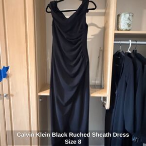 Calvin-Klein-Black-Ruched-Sheath-Dress-Size
