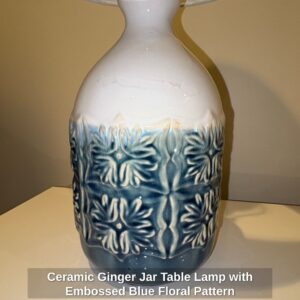 Ceramic-Ginger-Jar-Table-Lamp-with-Embossed-Blue-Floral-Pattern-second-image