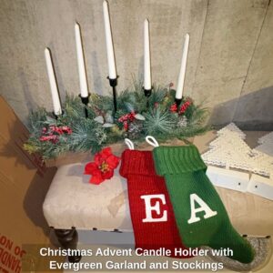 Christmas-Advent-Candle-Holder-with-Evergreen-Garland-and-Stockings
