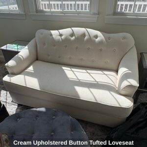 Cream-Upholstered-Button-Tufted-Loveseat