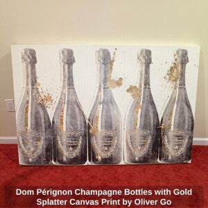 Dom-Prignon-Champagne-Bottles-with-Gold-Splatter-Canvas-Print-by-Oliver-Go