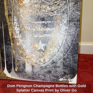 Dom-Prignon-Champagne-Bottles-with-Gold-Splatter-Canvas-Print-by-Oliver-Go-second-image