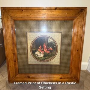 Framed-Print-of-Chickens-in-a-Rustic-Setting
