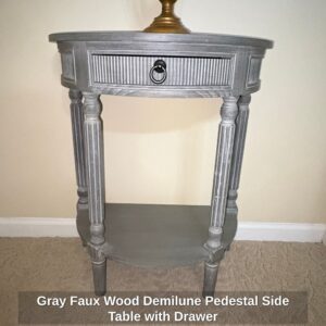 Gray-Faux-Wood-Demilune-Pedestal-Side-Table-with-Drawer