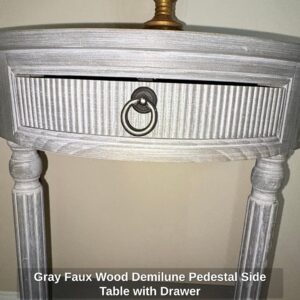 Gray-Faux-Wood-Demilune-Pedestal-Side-Table-with-Drawer-fourth-image