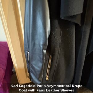Karl-Lagerfeld-Paris-Asymmetrical-Drape-Coat-with-Faux-Leather-Sleeves-third-image