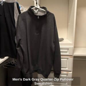 Mens-Dark-Gray-Quarter-Zip-Pullover-Sweatshirt