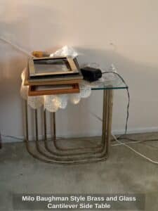 Milo-Baughman-Style-Brass-and-Glass-Cantilever-Side-Table