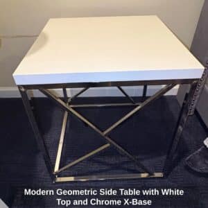 Modern-Geometric-Side-Table-with-White-Top-and-Chrome-X-Base