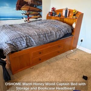 OSHOME-Warm-Honey-Wood-Captain-Bed-with-Storage-and-Bookcase-Headboard