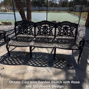 Ornate-Cast-Iron-Garden-Bench-with-Rose-and-Scrollwork-Design