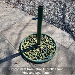 Ornate-Cast-Iron-Patio-Umbrella-Stand-Vine-and-Leaf-Pattern