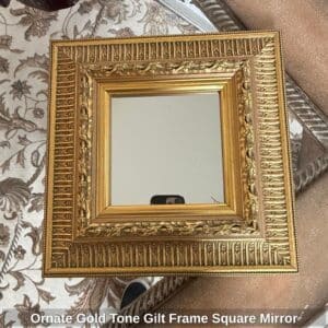 Ornate-Gold-Tone-Gilt-Frame-Square-Mirror