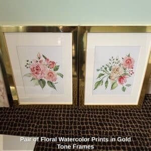 Pair-of-Floral-Watercolor-Prints-in-Gold-Tone-Frames