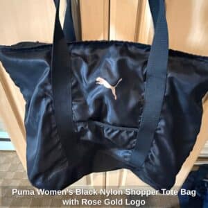 Puma-Womens-Black-Nylon-Shopper-Tote-Bag-with-Rose-Gold-Logo-second-image