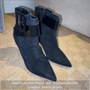 Saint-Laurent-Paris-Jill-Crystal-Buckle-Leather-Ankle-Boots