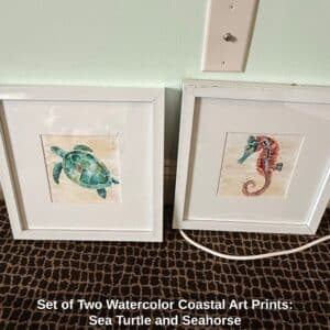 Set-of-Two-Watercolor-Coastal-Art-Prints-Sea-Turtle-and-Seahorse