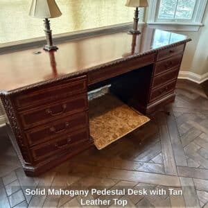 Solid-Mahogany-Pedestal-Desk-with-Tan-Leather-Top