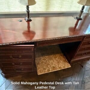 Solid-Mahogany-Pedestal-Desk-with-Tan-Leather-Top-second-image