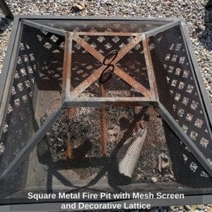 Square-Metal-Fire-Pit-with-Mesh-Screen-and-Decorative-Lattice-third-image