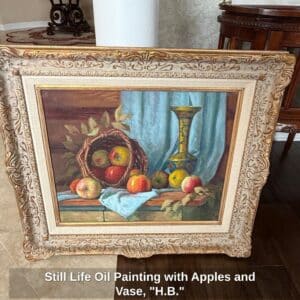 Still-Life-Oil-Painting-with-Apples-and-Vase-H.B